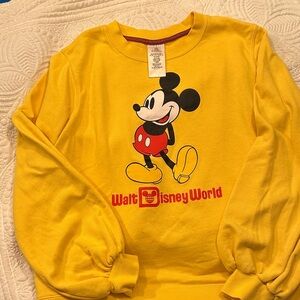 Walt Disney World Yellow Mickey Mouse crew neck sweatshirt with puff sleeves